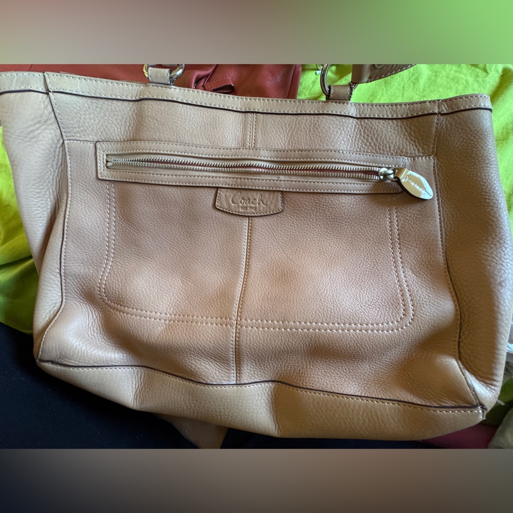 Coach Beige Leather Tote Bag